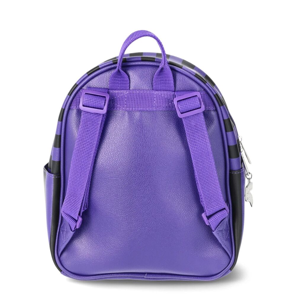 Wednesday Addams Nevermore Academy Women's Striped Mini Backpack, Purple/Black - Picture 3 of 5